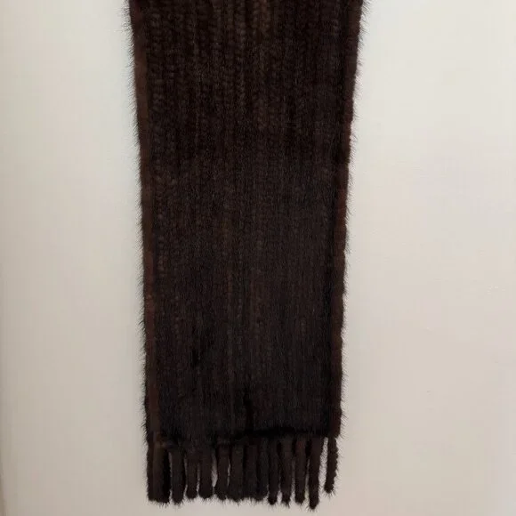 Vintage Mink Fur Wrap / Scarf w/ Fringe & Pockets. Classic Old Hollywood Style - Picture 4 of 7